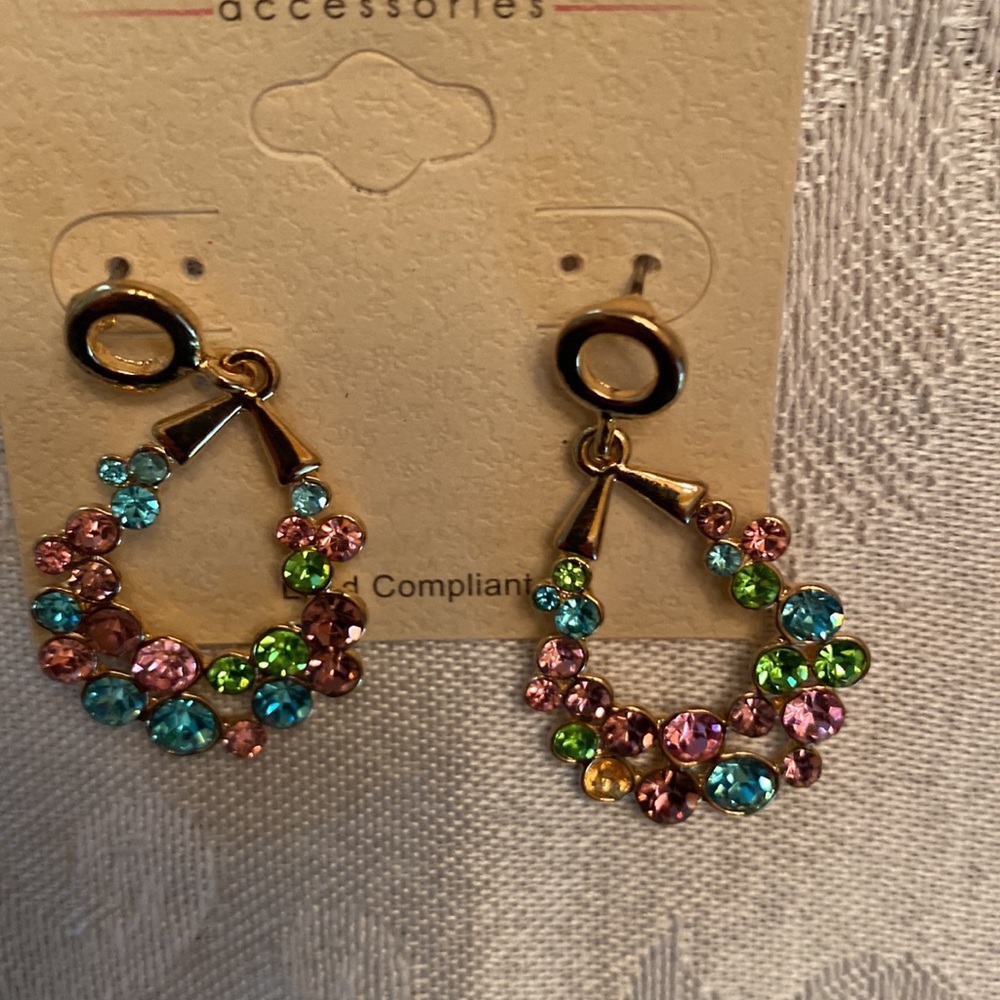 2/$12Sale Marysol Accessories multi colored earrings Multi colored rhinestone - Picture 7 of 7